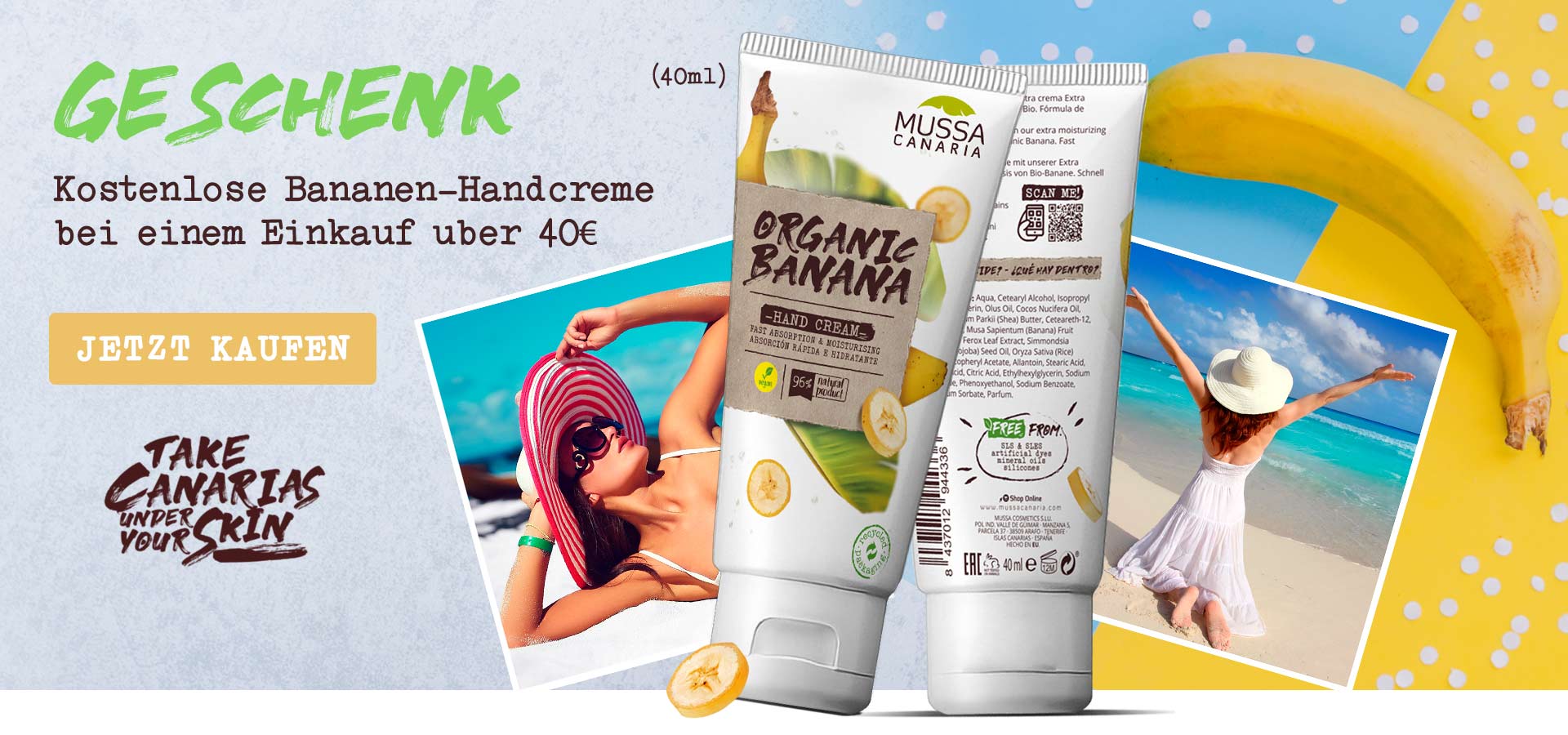 Kostenlose Bananen-Handcreme bei einem Einkauf über 40€