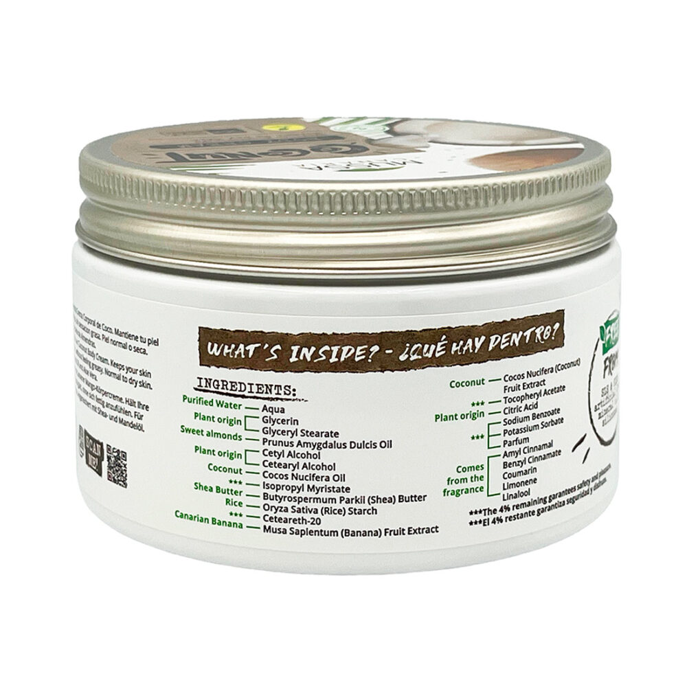 Crema corporal vegana aceite natural de coco y manteca de coco (250ml)